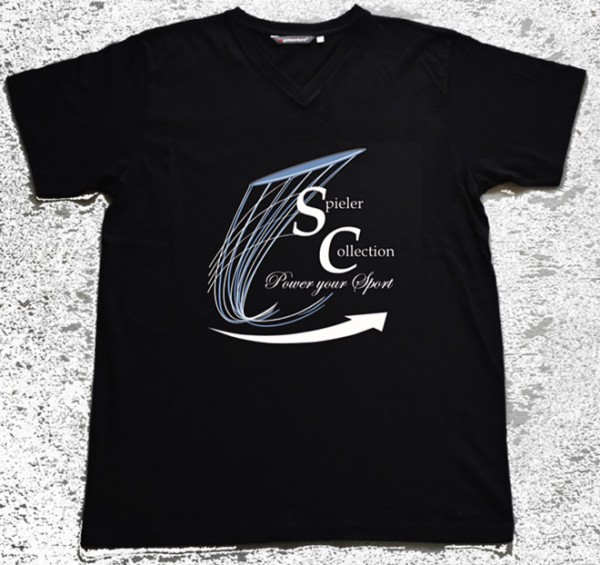T-Shirt schwarz mit Spieler Collection Logo.